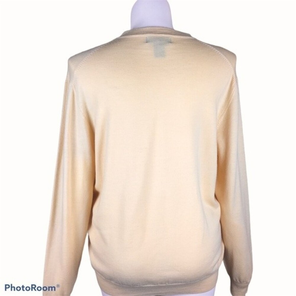 GUY RISOLDI Cream Wool V-Neck Sweater Pullover - Picture 4 of 5